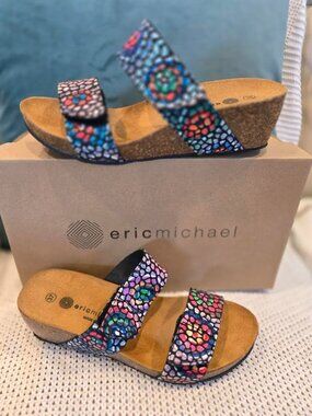 LolaSabbia by Eric Michael Liat Black Mosaic Leather Sandal Size 37 (US 6.5/7)